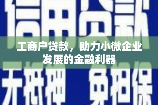 无锡工商户贷款，助力小微企业发展的金融利器