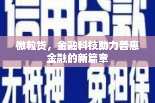 无锡微粒贷，金融科技助力普惠金融的新篇章